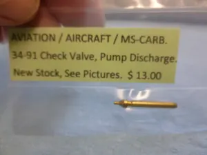 Marvel Schebler Carburetor 34-91 CHECK VALVE, PUMP DISCHARGE (Aviation)